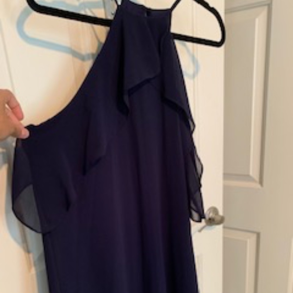 Navy High Neck Mini Dress